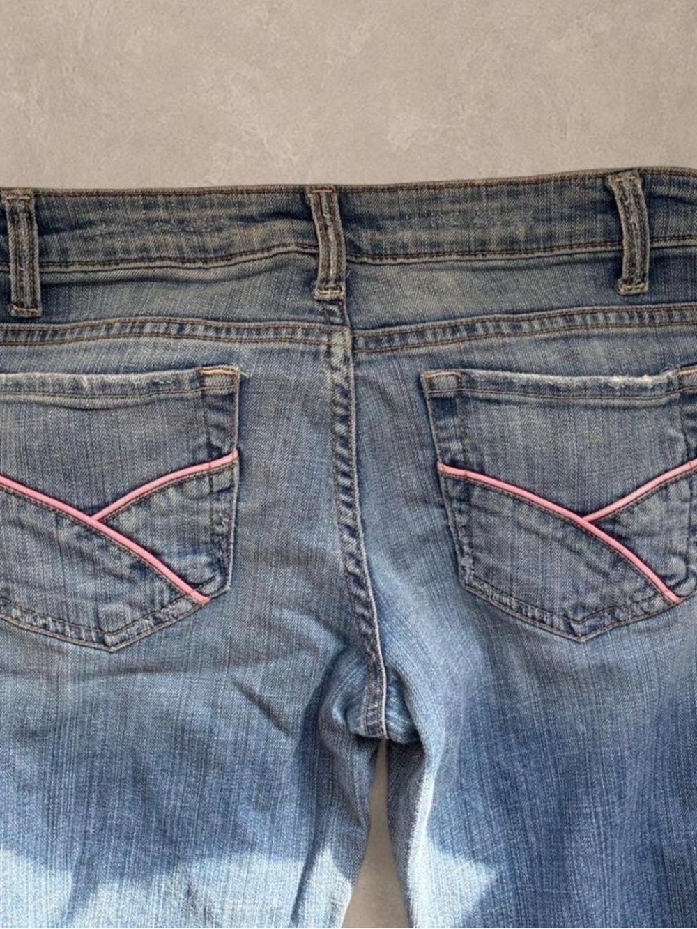Vintage Aeropostale Super Low Rise Flare Jeans w/ Pink Detail - S